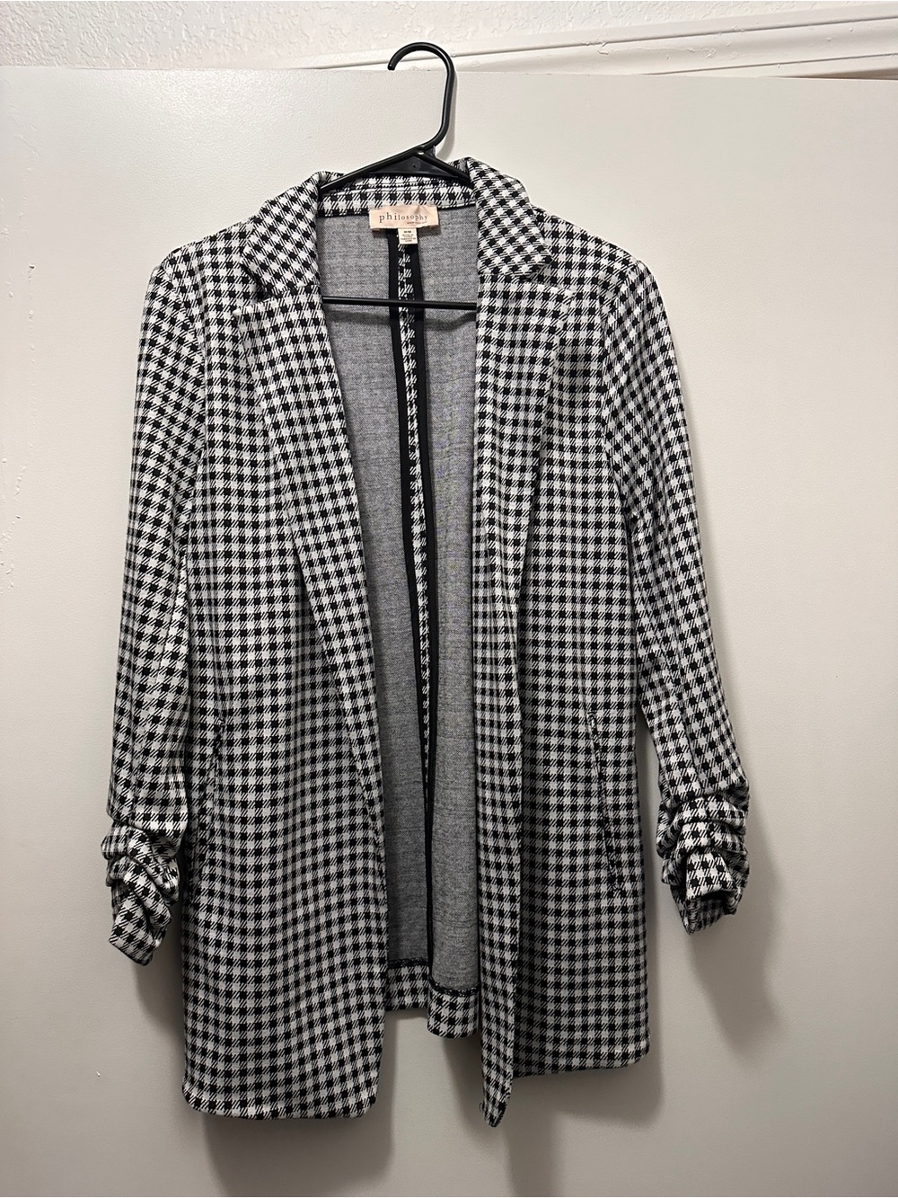 Philosophy Black & White Gingham Open Blazer